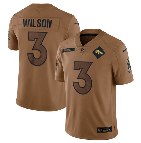 Football Jersey For Sports Merchandise-Men's Denver Broncos #3 Russell Wilson 2023 Brown Salute To Service Limited Football Stitched Jersey