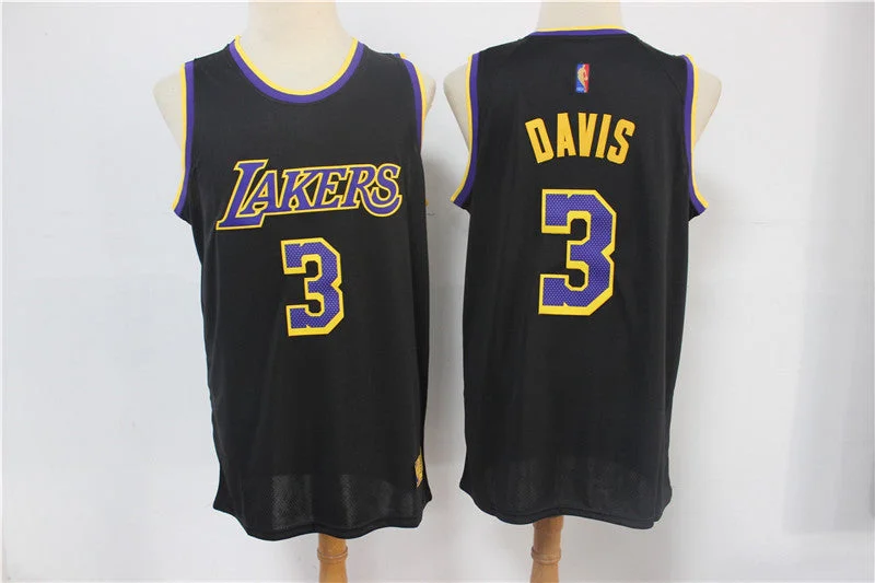 Basketball Jersey For Custom Fan Apparel Sales-Lakers 3 Anthony Davis Black 2021 Earned Edition Swingman Basketball Jersey