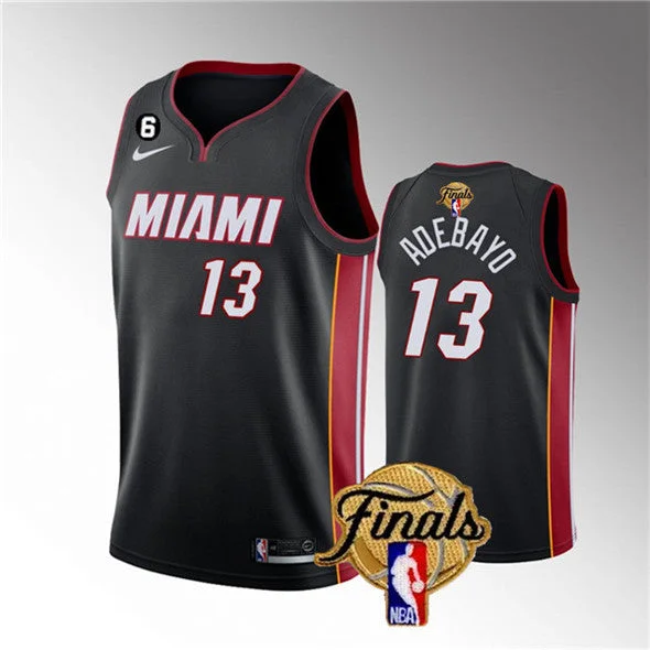 Basketball Jersey For Custom Fan Team Gear-Heat 13 Bam Adebayo Black 2023 Finals NO.6 Patch Swingman Basketball Jersey