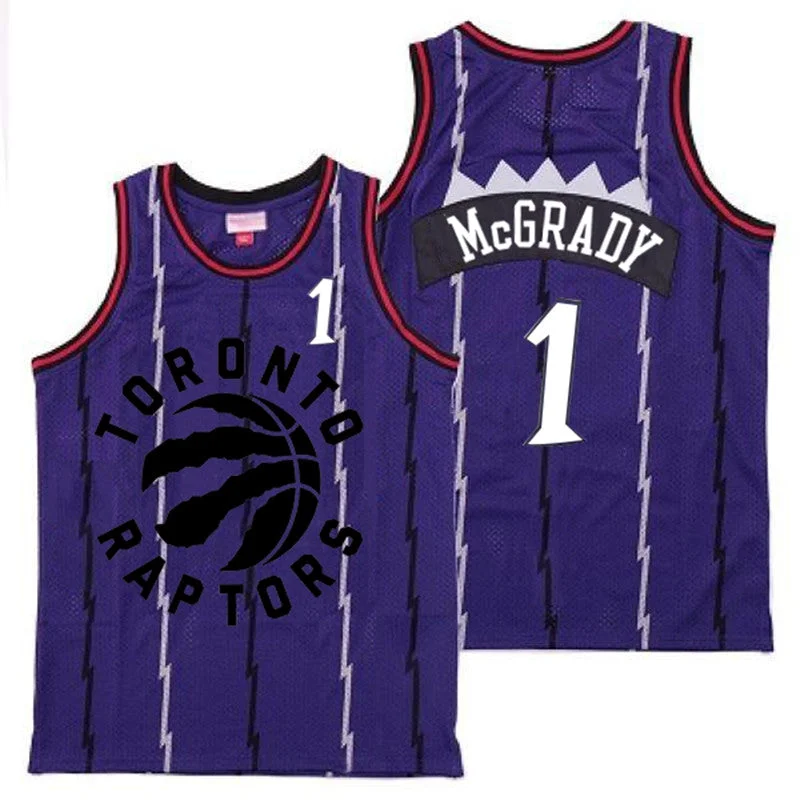 Basketball Jersey With Bold Design-Raptors 1 Tracy McGrady Purple Retro Basketball Jersey