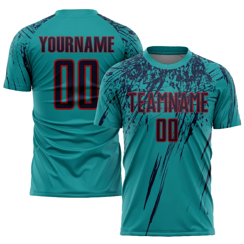 Football Jersey For Player Team Orders-Custom Teal Navy-Red Sublimation Soccer Uniform Jersey