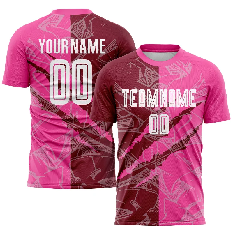 Football Jersey For Fan Apparel Orders-Custom Graffiti Pattern Crimson-Pink Scratch Sublimation Soccer Uniform Jersey