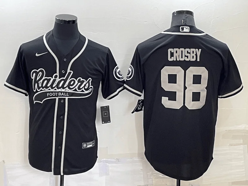 Baseball Jersey For Official Merchandise-Men's Las Vegas Raiders #98 Maxx Crosby Black Stitched Cool Base Baseball Jersey