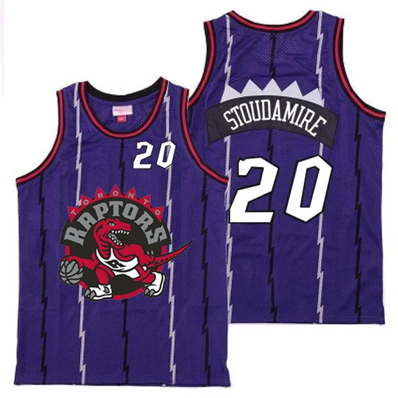 Basketball Jersey For High-Quality Customization-Raptors 20 Damon Stoudamire Purple Big Gray Red Logo Retro Basketball Jersey