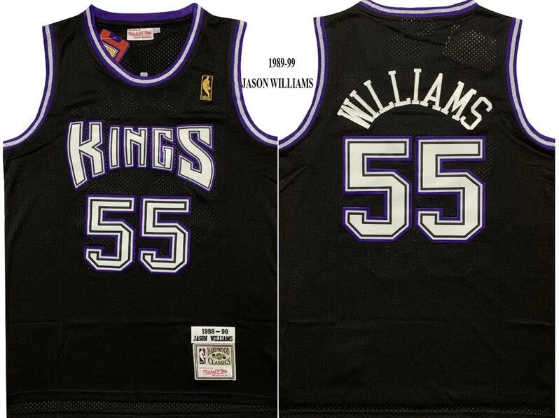 Basketball Jersey For Personalized Player Merchandise-Kings 55 Jason Williams Black 1989-99 Hardwood Classics Mesh Basketball Jersey