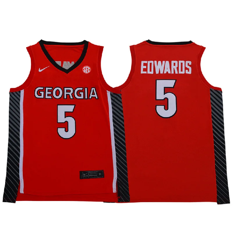 Basketball Jersey With Personalized Patches-Georgia Bulldogs 5 Anthony Edwards Red College Basketball Basketball Jersey