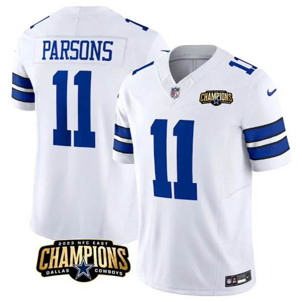 Football Jersey For Custom Team Numbers And Names-Men's Dallas Cowboys #11 Micah Parsons White 2023 F.U.S.E. NFC East Champions Patch Football Stitched Jersey