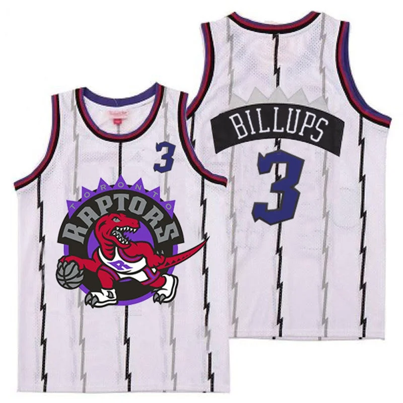 Basketball Jersey With Special Fan Designs-Raptors 3 Chauncey Billups White Big Logo Retro Basketball Jersey