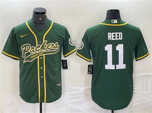 Baseball Jersey For Custom Team Numbers And Names-Men's Green Bay Packers #11 Jayden Reed Green Cool Base Stitched Baseball Jersey