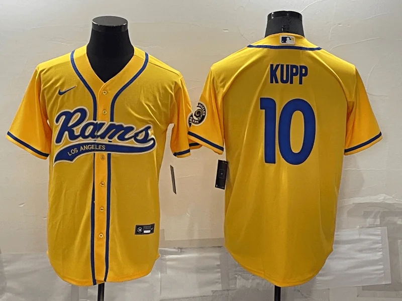 Baseball Jersey For Game Day-Men's Los Angeles Rams #10 Cooper Kupp Yellow Stitched Cool Base Baseball Jersey