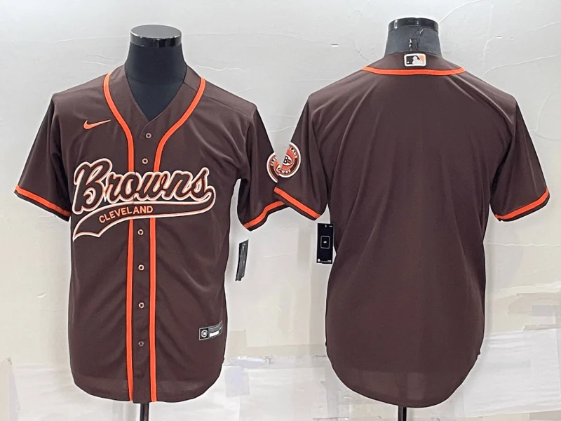 Baseball Jersey For Fundraising Campaigns-Men's Cleveland Browns Blank Brown Stitched Cool Base Baseball Jersey