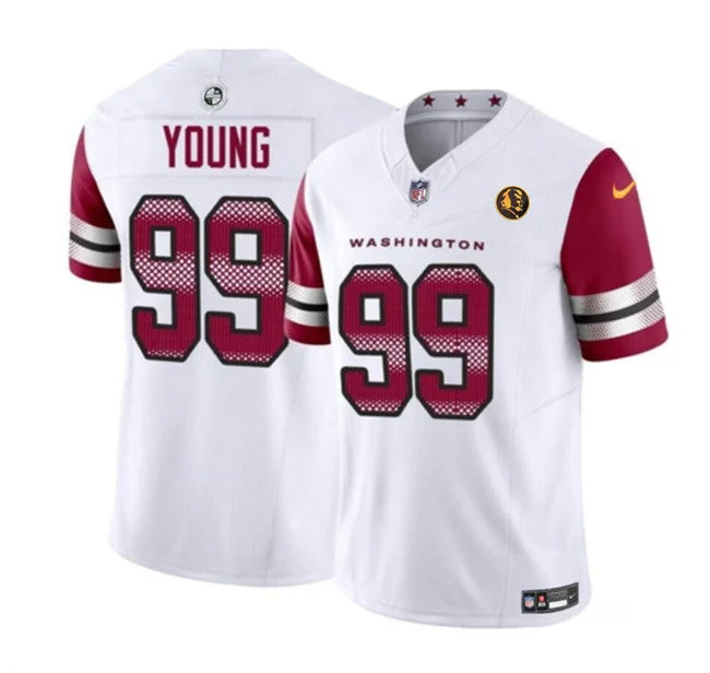 Football Jersey For Custom Numbering-Men's Washington Commanders #99 Chase Young White 2023 F.U.S.E. With John Madden Patch Vapor Limited Football Stitched Jersey