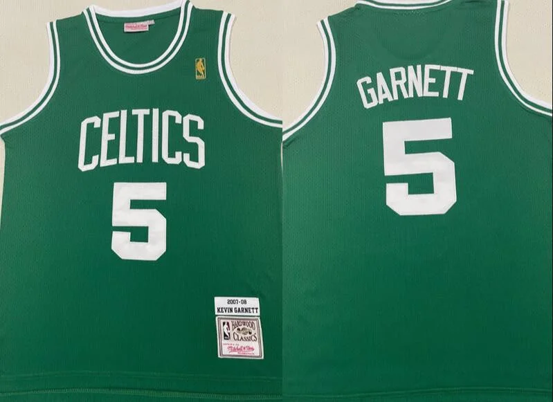 Basketball Jersey For Official Team Products-Celtics 5 Kevin Garnett Green 2007-08 Hardwood Classics Swingman Basketball Jersey