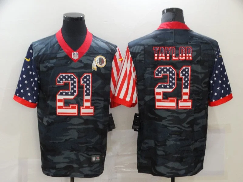 Football Jersey For Team Building Activities-Men's Washington Football Team #21 Sean Taylor 2020 Camo USA Flag Limited Stitched Jersey