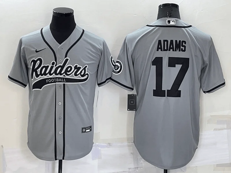 Baseball Jersey For Custom Numbering-Men's Las Vegas Raiders #17 Davante Adams Grey Stitched Cool Base Baseball Jersey