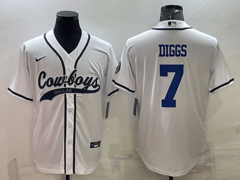 Baseball Jersey For Baseball Fans-Men's Dallas Cowboys #7 Trevon Diggs White With Patch Cool Base Stitched Baseball Jersey