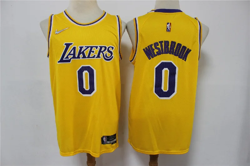 Basketball Jersey For Official League Orders-Lakers 0 Russell Westbrook Yellow Diamond 75th Anniversary Swingman Basketball Jersey