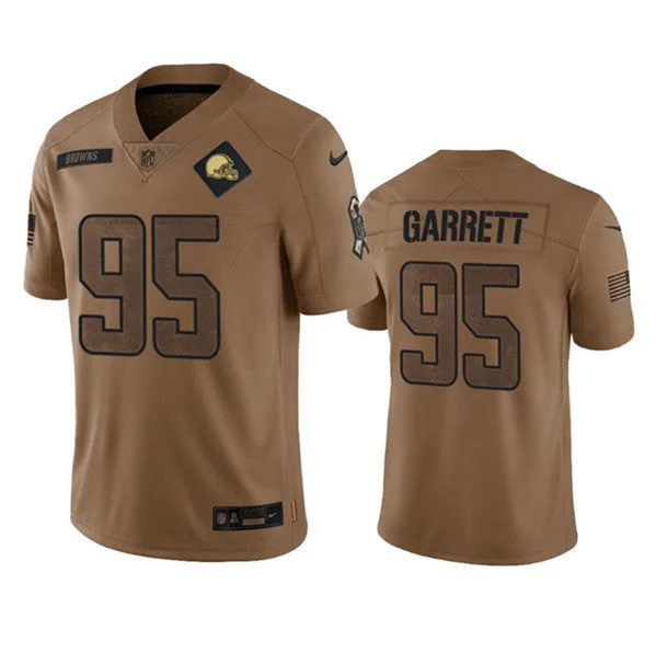 Football Jersey For Group Event Orders-Men's Cleveland Browns #95 Myles Garrett 2023 Brown Salute To Service Limited Football Stitched Jersey