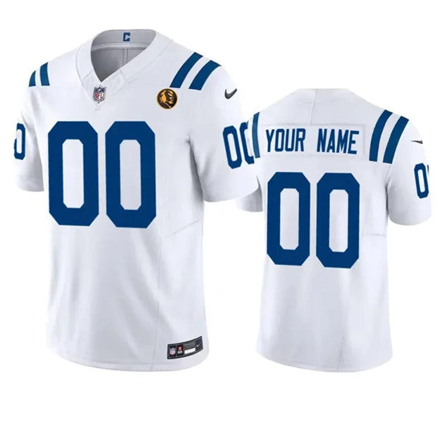 Football Jersey For College Fan Gear-Men's Indianapolis Colts Active Player Custom White 2023 F.U.S.E. With John Madden Patch Vapor Limited Football Stitched Jersey