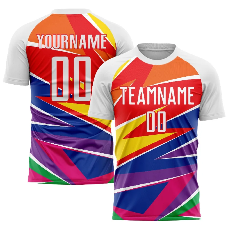 Football Jersey For Player Merchandise-Custom Figure White-Red Sublimation Soccer Uniform Jersey