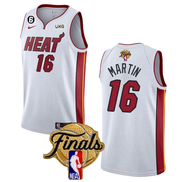 Basketball Jersey For Custom Print Orders-Heat 16 Caleb Martin White 2023 Finals NO.6 Patch Swingman Basketball Jersey