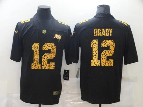 Football Jersey For Fan Custom Numbering-Men's Tampa Bay Buccaneers #12 Tom Brady 2020 Black Leopard Print Fashion Limited Football Stitched Jersey