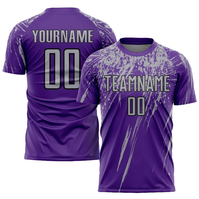 Football Jersey For Limited-Time Fan Products-Custom Purple Gray-Black Sublimation Soccer Uniform Jersey