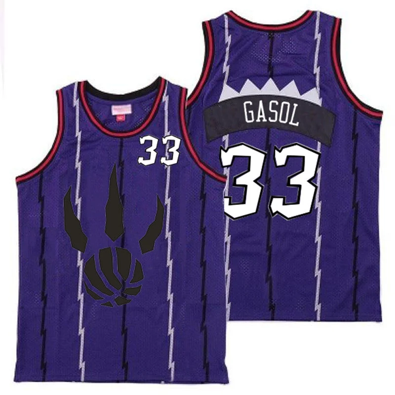 Basketball Jersey For Custom Number Embroidery-Raptors 33 Marc Gasol Purple Throwback Basketball Jersey