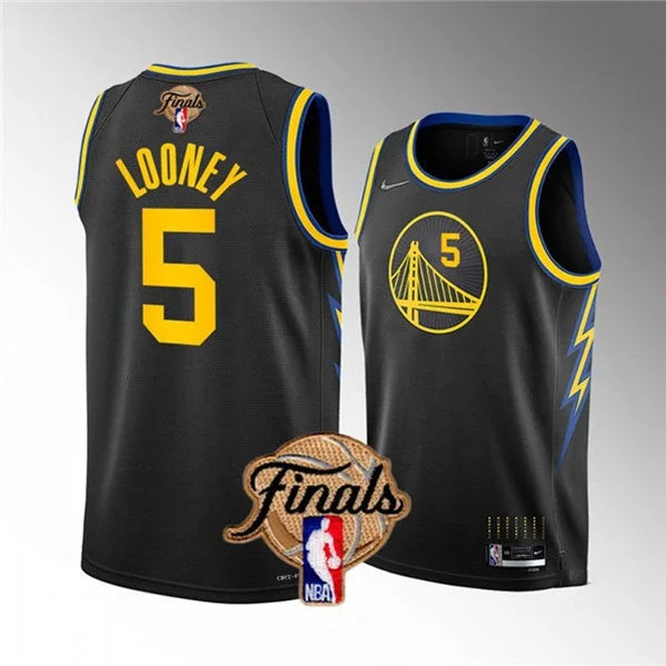 Basketball Jersey With Personalized Team Names-Warriors 5 Kevon Looney Black 2022 Finals Swingman Basketball Jersey