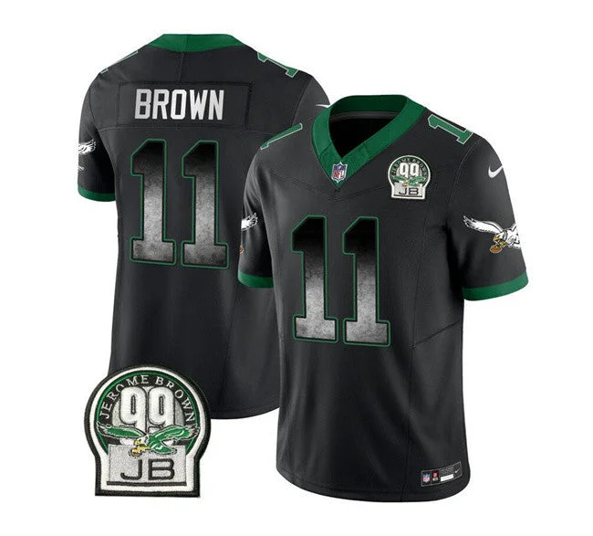 Football Jersey For Group Orders-Men's Philadelphia Eagles #11 A. J. Brown Black 2023 F.U.S.E. Throwback Vapor Untouchable Limited Football Stitched Jersey