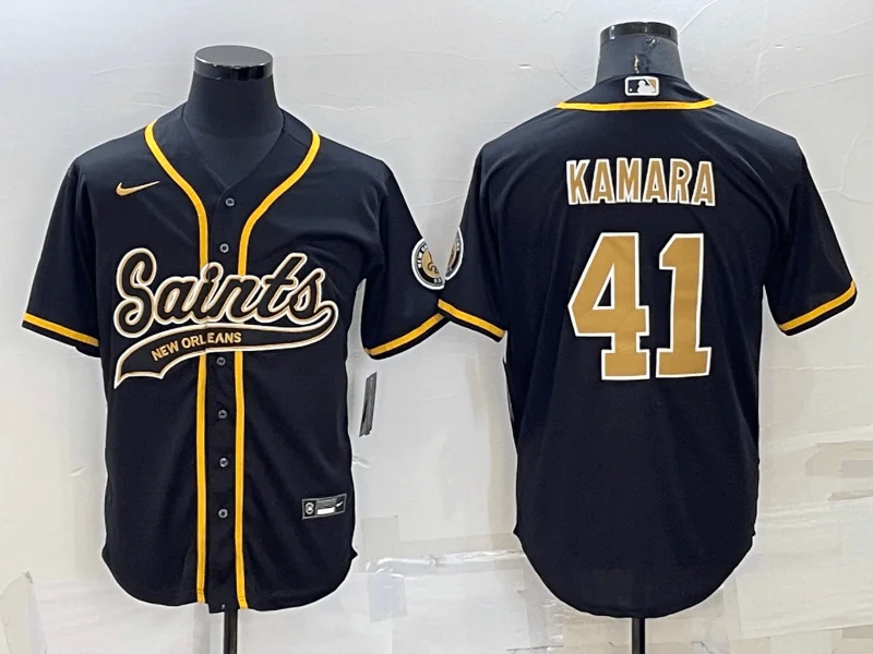 Baseball Jersey With Custom Embroidered Designs-Men's New Orleans Saints #41 Alvin Kamara Black Stitched Cool Base Baseball Jersey