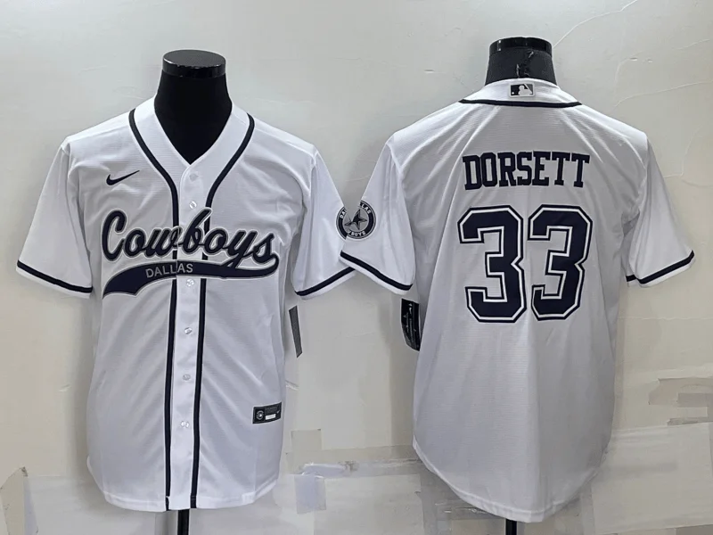 Baseball Jersey For College Teams-Men's Dallas Cowboys #33 Tony Dorsett White Stitched Cool Base Baseball Jersey