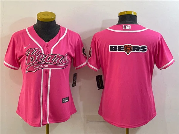 Baseball Jersey For Special Edition Players-Women's Chicago Bears Pink Team Big Logo With Patch Cool Base Stitched Baseball Jersey(Run Small)