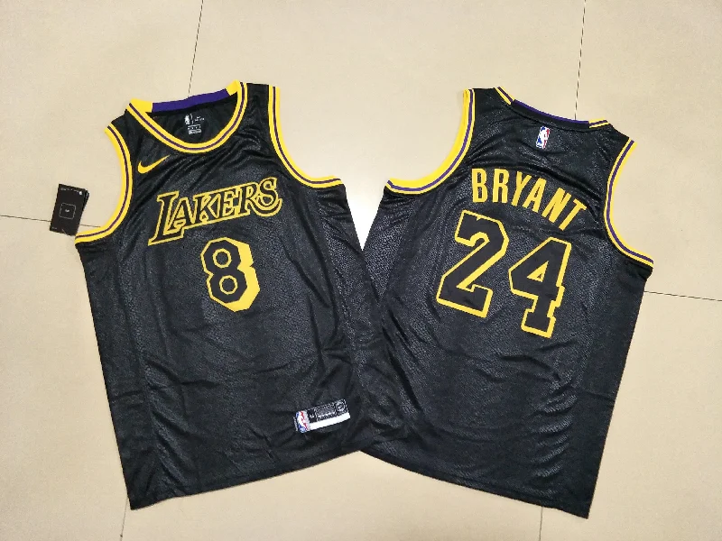 Basketball Jersey For Custom Fan Team Gear-Lakers 8 & 24 Kobe Bryant Black Commemorative Swingman Basketball Jersey