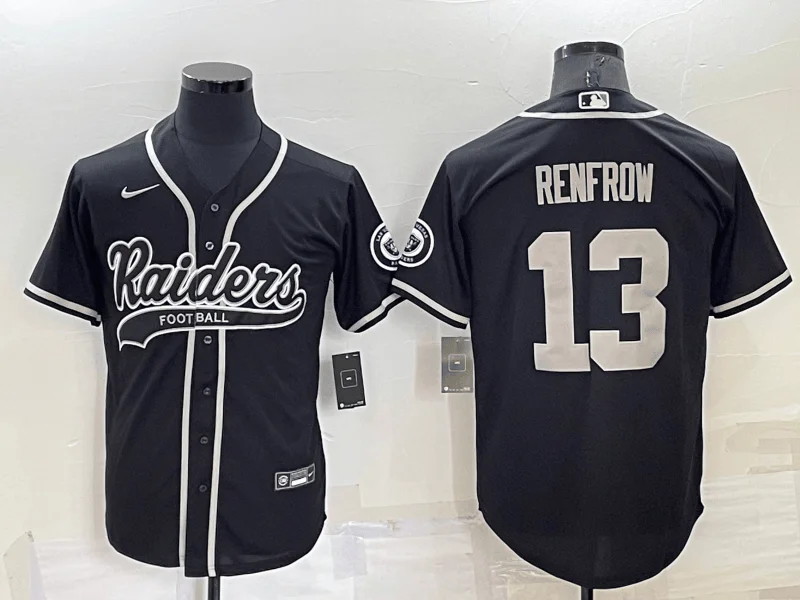 Baseball Jersey For Custom Embroidered Logos-Men's Las Vegas Raiders #13 Hunter Renfrow Black Stitched Cool Base Baseball Jersey