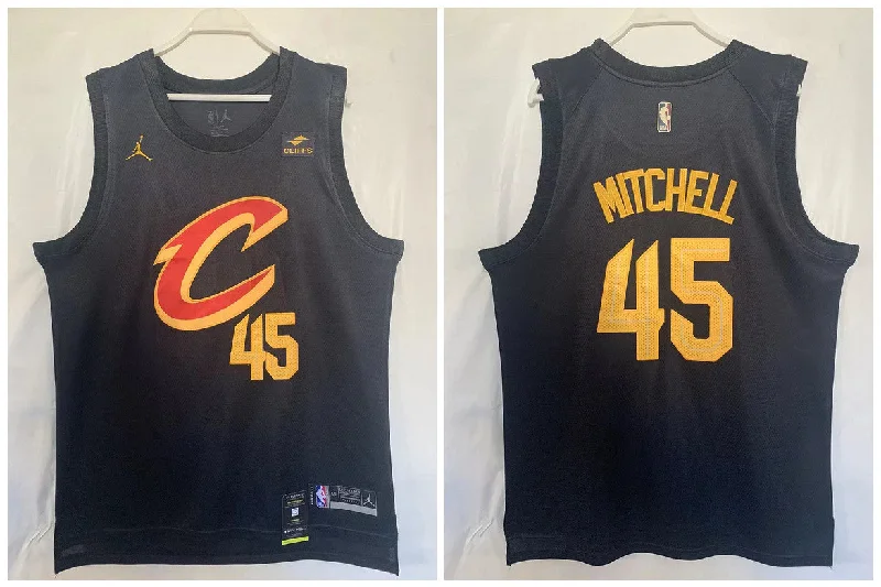 Basketball Jersey For Official Team Gear-Cavaliers 45 Donovan Mitchell Black 2022-23 Swingman Basketball Jersey