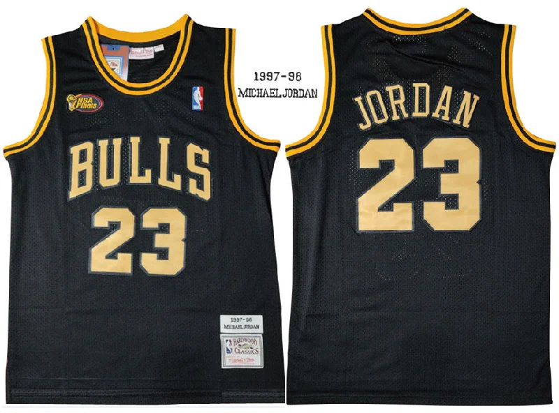 Basketball Jersey With Custom Name-Bulls 23 Michael Jordan Black 1997-98 Hardwood Classics Finals Mesh Basketball Jersey