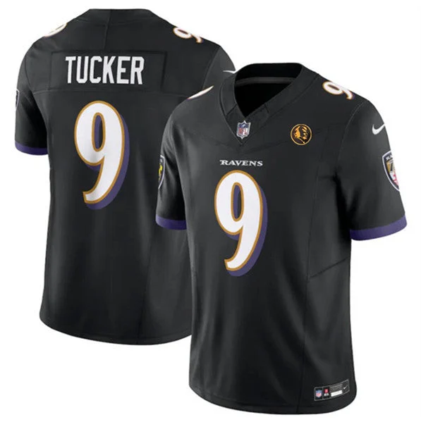 Football Jersey For Sports Apparel-Men's Baltimore Ravens #9 Justin Tucker Black 2023 F.U.S.E. With John Madden Patch Vapor Limited Football Stitched Jersey