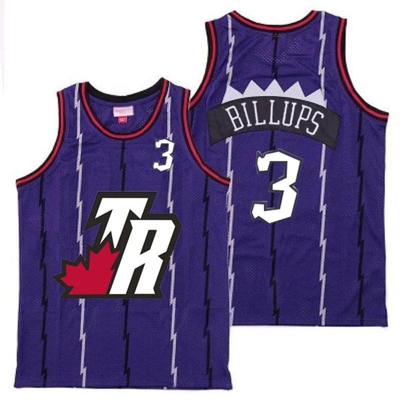 Basketball Jersey For Family Event Gifts-Raptors 3 Chauncey Billups Purple Big White TR Logo Retro Basketball Jersey