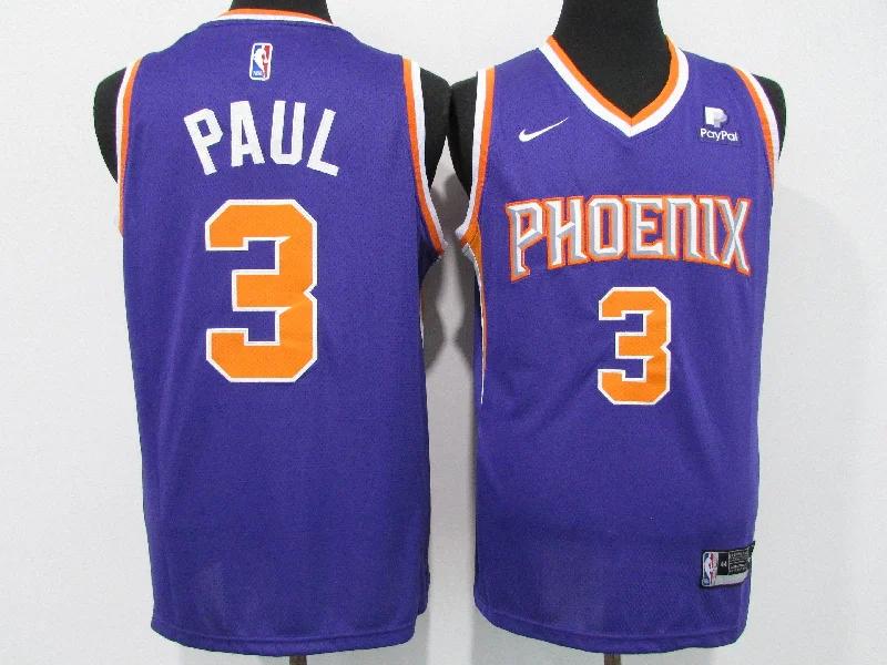 Basketball Jersey For Sports Club Teams-Suns 3 Chris Paul Purple 2020-21 City Edition Swingman Basketball Jersey