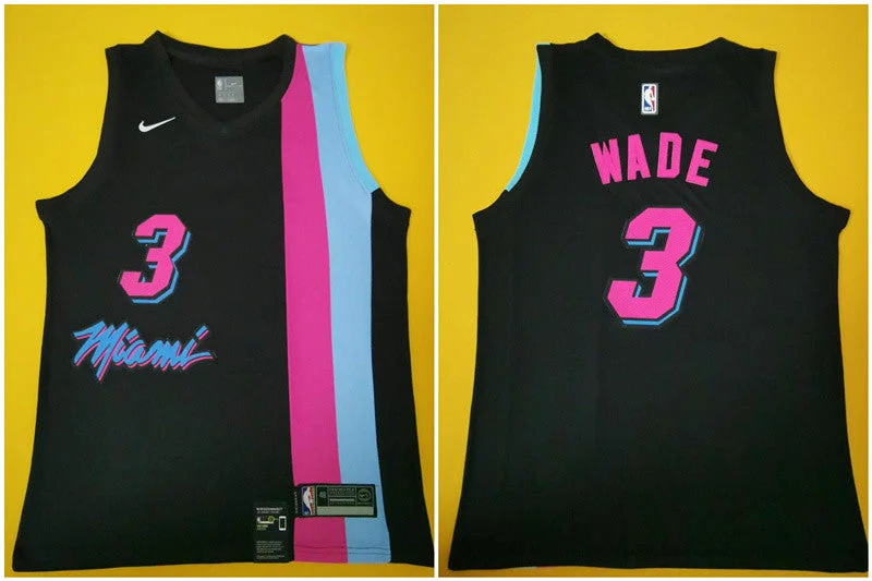 Basketball Jersey For Custom Number Embroidery-Heat 3 Dwyane Wade Black Swingman Basketball Jersey