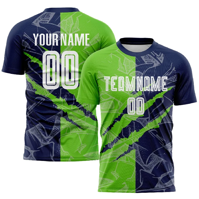 Football Jersey For Custom Team Gifts-Custom Graffiti Pattern Aurora Green-Navy Scratch Sublimation Soccer Uniform Jersey