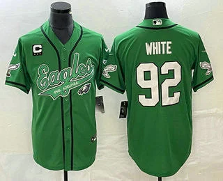 Baseball Jersey For Baseball Supporters-Men's Philadelphia Eagles #92 Reggie White Green C Patch Cool Base Stitched Baseball Jersey