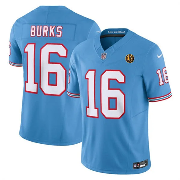 Football Jersey For School Spirit-Men's Tennessee Titans #16 Treylon Burks Blue 2023 F.U.S.E. Throwback With John Madden Patch Vapor Limited Football Stitched Jersey