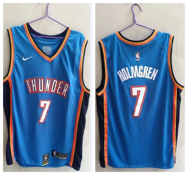 Basketball Jersey For Team Orders-Thunder 7 Chet Holmgren Blue 2022 Draft Swingman Basketball Jersey