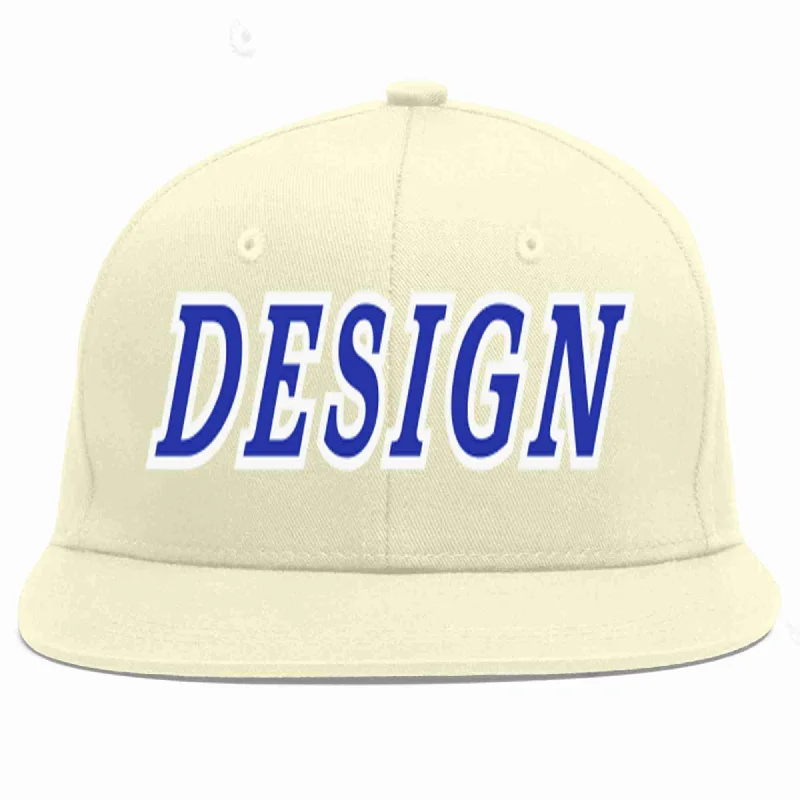 Baseball Cap For Team Loyalty-Custom Cream Royal-White Flat Eaves Sport Baseball Cap Design for Men/Women/Youth