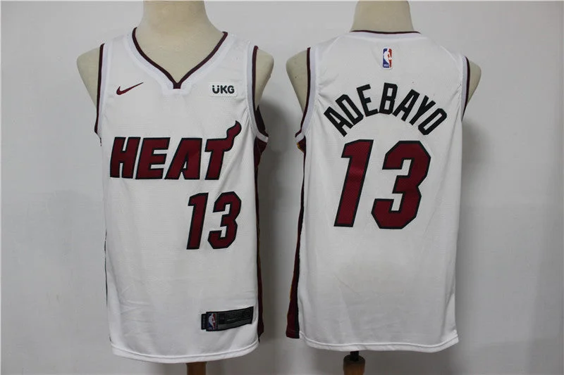 Basketball Jersey With Custom Embroidery Options-Heat 13 Bam Adebayo White Swingman Basketball Jersey