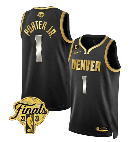 Basketball Jersey For Special Event Customization-Nuggets 1 Michael Porter Jr. Black 2023 Finals NO.6 Patch Swingman Basketball Jersey