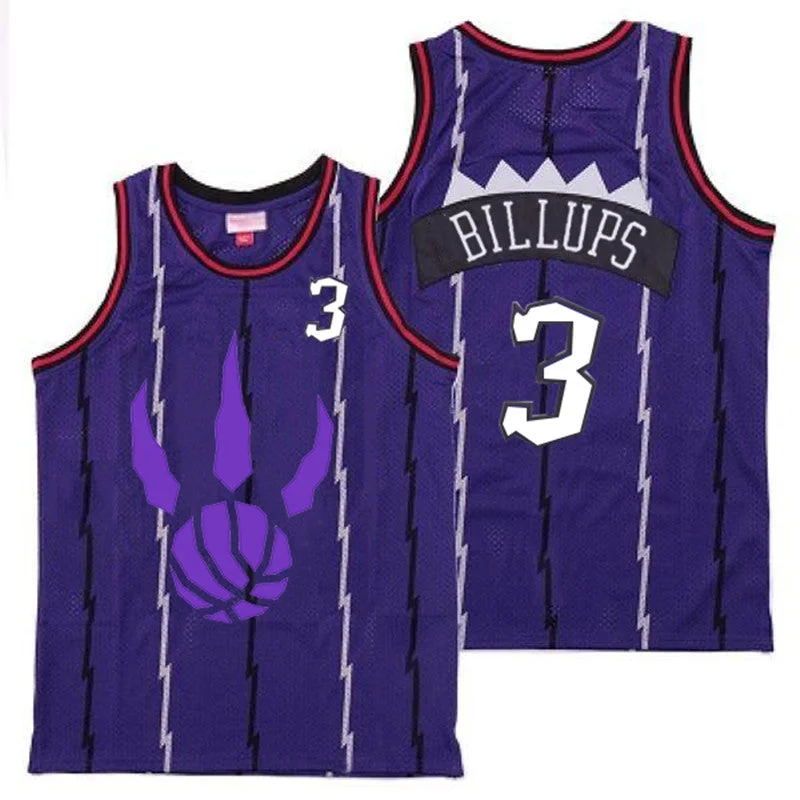 Basketball Jersey For Game Day Fan Apparel-Raptors 3 Chauncey Billups Purple Logo Retro Basketball Jersey