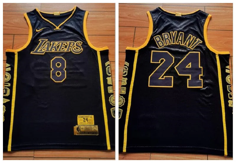 Basketball Jersey For Team Orders And Sales-Lakers 8 & 24 Kobe Bryant Black Retirement Commemorative Swingman Basketball Jersey